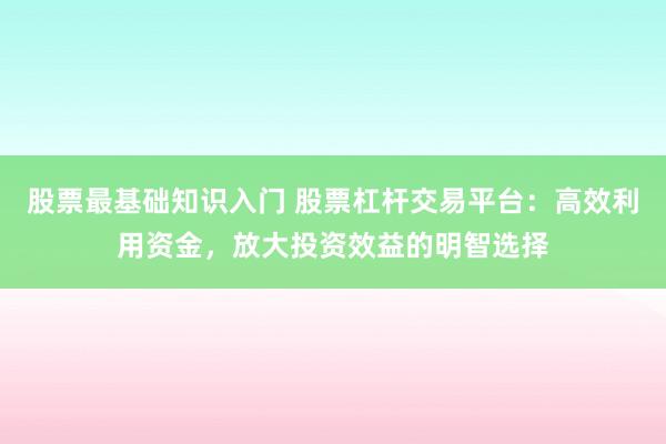 股票最基础知识入门 股票杠杆交易平台：高效利用资金，放大投资效益的明智选择