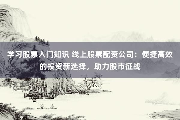 学习股票入门知识 线上股票配资公司：便捷高效的投资新选择，助力股市征战